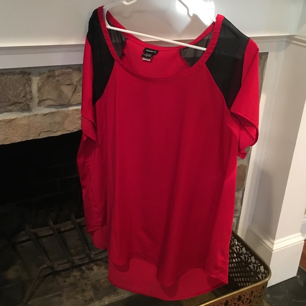NWOT Red Torrid Top with Sheer Detail